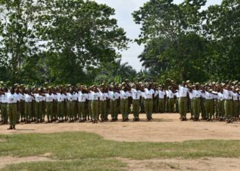 Corps Members at Orientation Camp ground